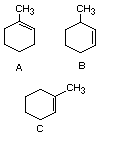 Wzory: A,B,C to 1-metylocykloheksen