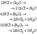 Odp. b) równania reakcji dla kwasu solnego: