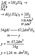 Obliczenia dla reakcji z kwasem siarkowym: