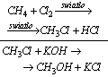 Odp. a) rekcja dla przemian: metan -> chlorek metylu -> metanol