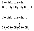 1- chloropentan i 2- chloropentan