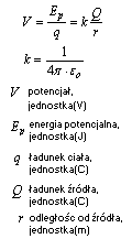 wzór potencjał pola elektrostatycznego