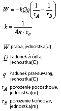 wzór praca w centralnym polu elektrostatycznym