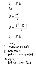 wzór moc prądu stałego wyrażona przez natężenie