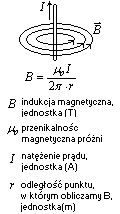 wzór indukcja pola magnetycznego przewodnik prostoliniowy