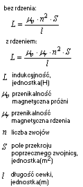 wzór współczynnik samoindukcji zwojnicy cewki solenoidu