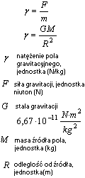 wzór natężenie pola grawitacyjnego