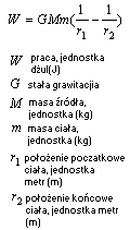 wzór praca w polu grawitacyjnym