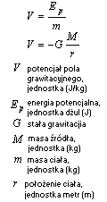 wzór potencjał pola grawitacyjnego