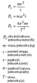 wzór siła dośrodkowa