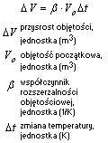 wzor rozszerzalność cieplna cieczy