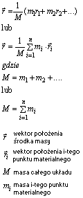 wzor położenie środka masy