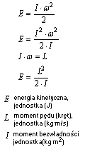 wzor momentu pędu (krętu) a energią wirującego ciała