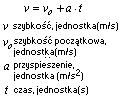 wzór na szybkość w ruchu jednostajnie przyspieszonym