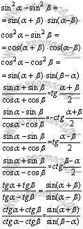 matematyka wzory Inne zależności trygonometryczne