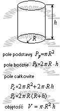 wzor Walec- pole, objętość