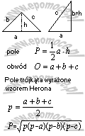 wzor Trójkąt- pole, obwód, wzór Herona