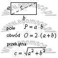 wzor Prostokąt- pole i obwód, przekątna prostokąta
