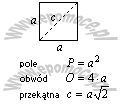 wzor Kwadrat- pole i obwód; przekątna kwadratu