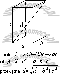 wzor Prostopadłościan- pole, objętość, przekątna
